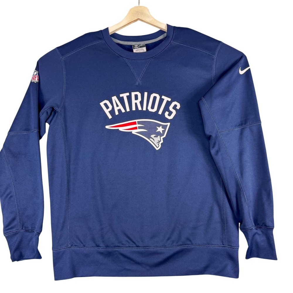 New England Patriots Sweatshirt Mens‎ Large Blue NFL Football Therma Fit Nike